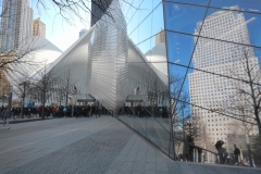 Oculus Transit Hub Reflected In 9-11 Memorial Museum's Glass Facade